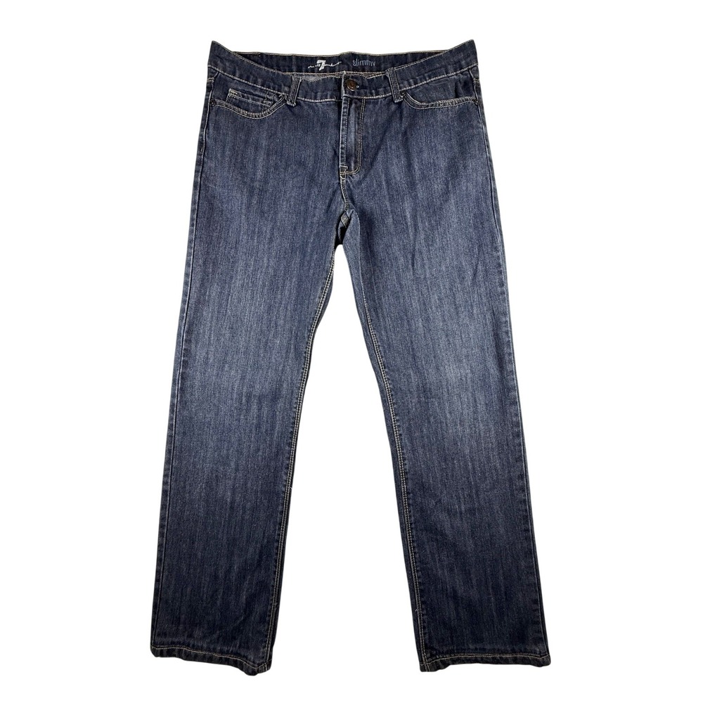 7 For All Mankind Jeans Men 34 (35x29) Slimmy Luxe Performance Dark Wash Denim